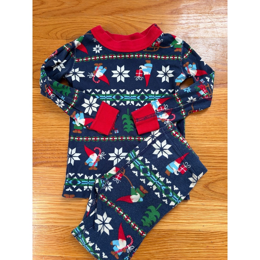 Hanna Andersson Toddler 3T Organic Cotton Gnome Holiday Pajama Set Navy 47058